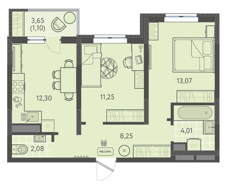 Двухкомнатная в Литер 5 очередь 2 