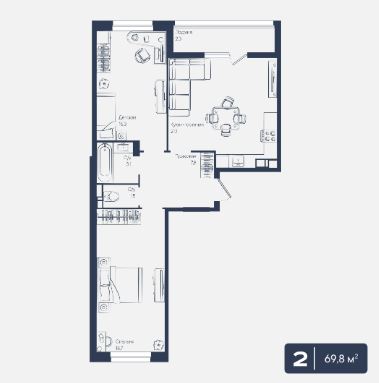 Двухкомнатная в Литер 6.1