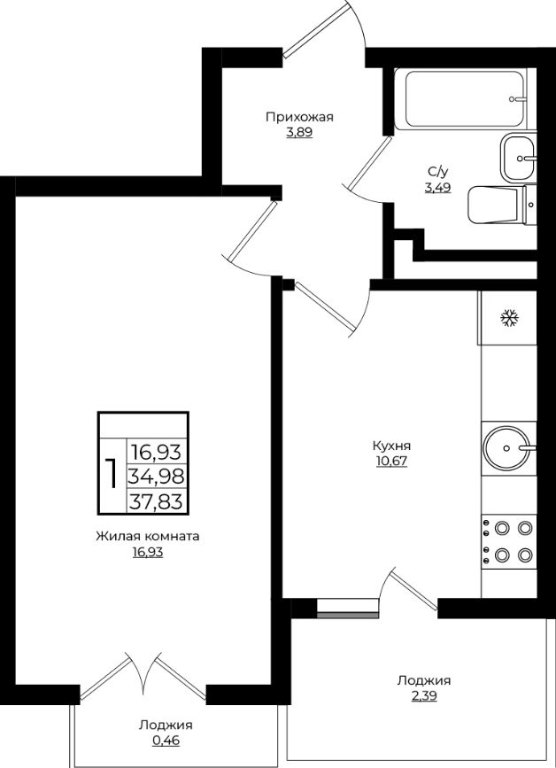 Однокомнатная в Литер 3