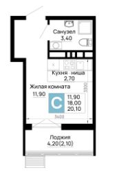 Студия в Очередь 1 Литер 1