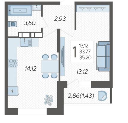 Однокомнатная в Литер 11