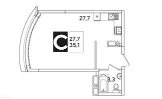Однокомнатная в Литер 31