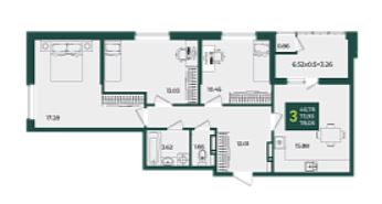 Трехкомнатная в Дом 11 очередь 3