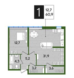 Однокомнатная в Литер 10