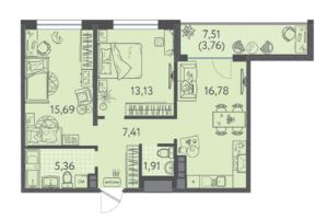 Двухкомнатная в Литер 4 очередь 2