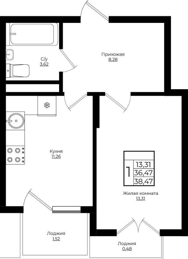 Однокомнатная в Литер 4