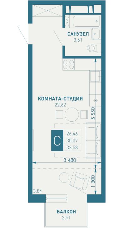 Студия в Литер 1