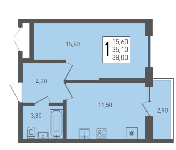 Однокомнатная в Литер 2