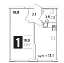 Однокомнатная в Литер 46