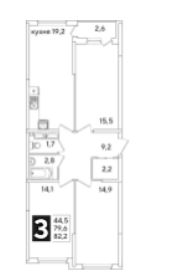 Трехкомнатная в Литер 34