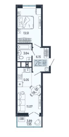 Однокомнатная в Литер 1