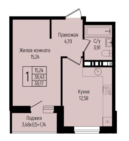 Однокомнатная в 2 Очередь