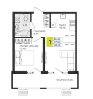 Однокомнатная в Литер 2