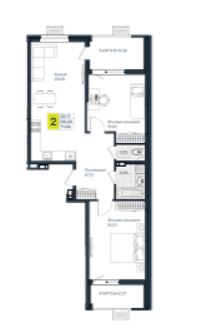 Двухкомнатная в Литер 1